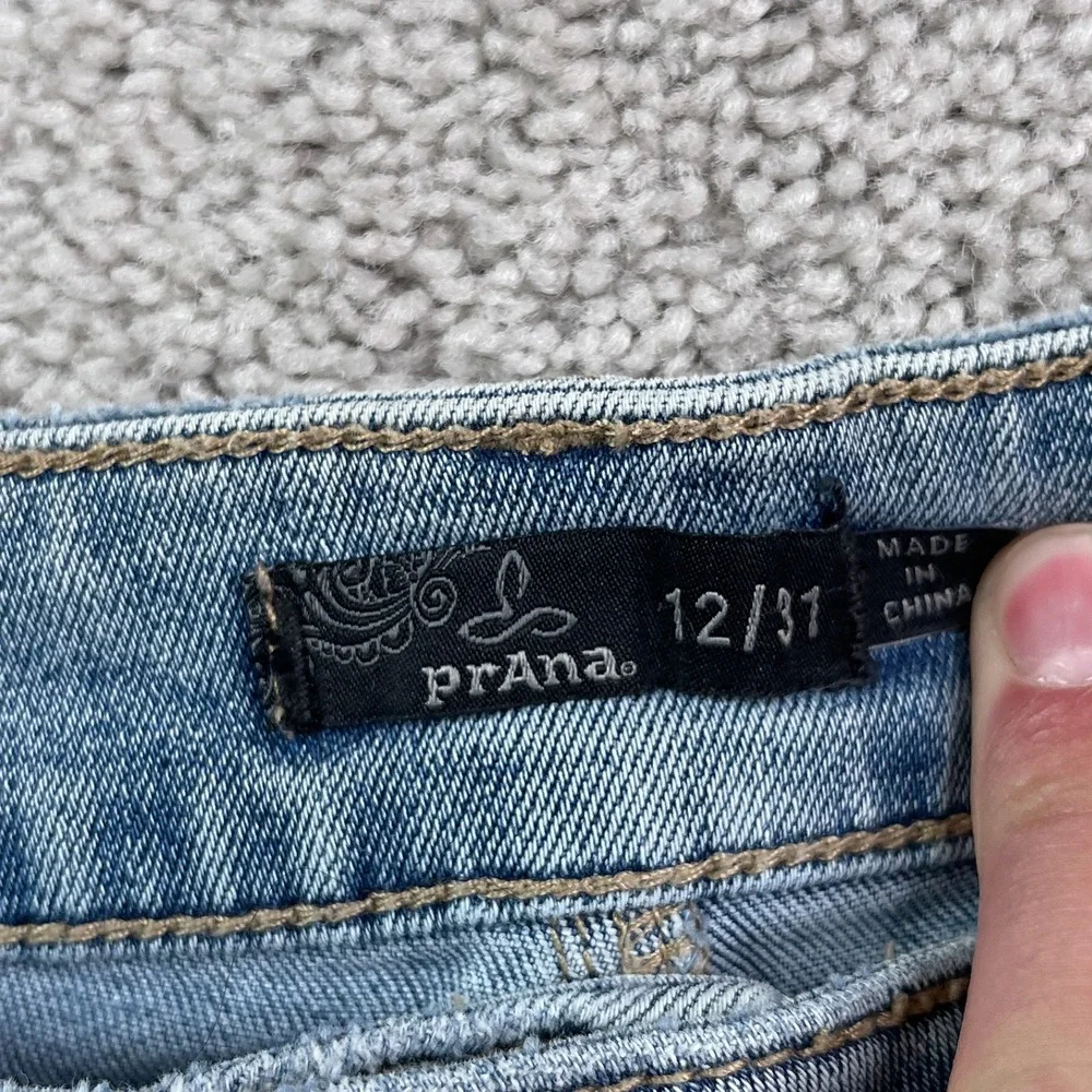 Prana Jeans Womens 12 31 Blue Gram Crop High Rise Button Fly Light Wash Denim